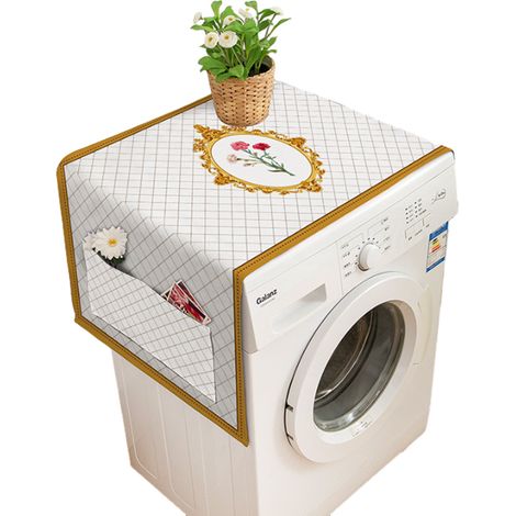 1 housse anti-poussière, motif carreaux, 55x140 cm, pour lave-linge, sèche-linge, réfrigérateur et four micro-ondes (1/5)