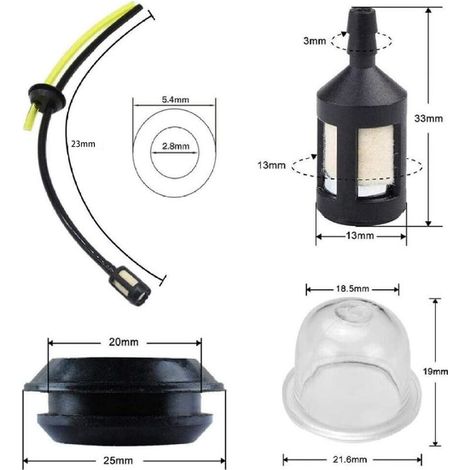 5 Pièces Durite Essence Debroussailleuse Pieces Detachees Filtre Essence pour Tondeuse Taille Haie Taille Bordure (1/4)