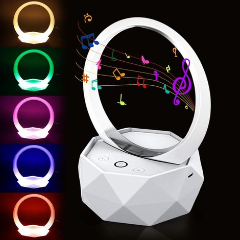 QAZQA Lampe de Chevet LED: Veilleuse Enfant Enceinte Bluetooth 2 en 1 USB Rechargeable, 3 Modes Lampe de Chevet Enfant Lampe de Bureau sans Fil pour Chambre à Coucher, Salle de Bébé et Salon (1/5)