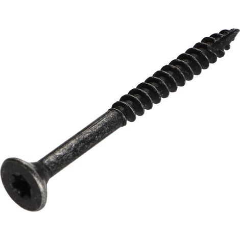 Vis bois TEKOR Tête fraisée Cranté 6X70 Filetée sur 42 TORX T30 Acier zingué noir Pointe antifendage type 17