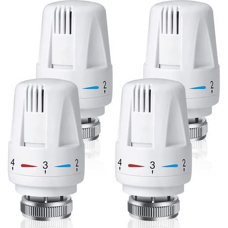 Lot De 4 Vanne Thermostatique Radiateur, Tête Thermostatique Radiateur M30 x 1,5, Robinet Thermostatique Radiateur pour La Maison Et Le Bureau, Remplacement de Thermostat de Radiateur (1/4)