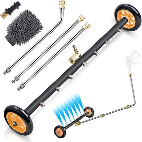Nettoyeur Haute Pression pour Châssis de Voiture avec 3 Tiges d'Extension Dessous de Carrosserie 4000PSI Nettoyage de Sol Balai à Eau, Convient pour le Nettoyage des Châssis de Voiture, du Jardin (1/5)