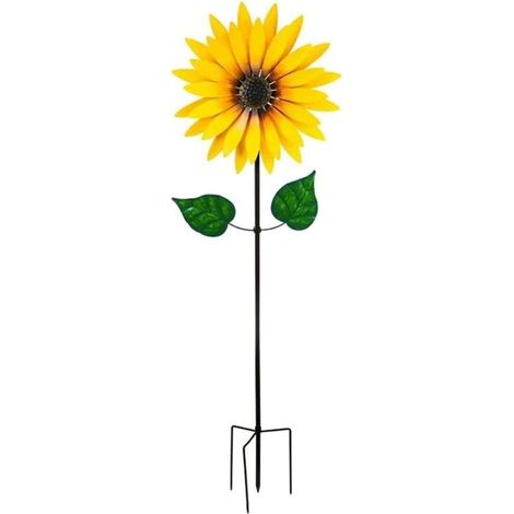 Éolienne Tournesol Métal 75cm pour Décoration de Jardin Repulsif Oiseaux