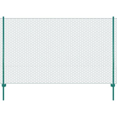 Valla de malla alambre con postes acero 25x1,5 m verde vidaXL