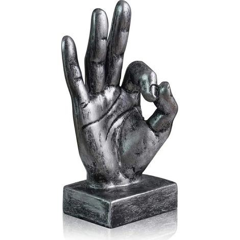 Sculpture à la main Décoration des doigts statue résine bureau décoration maison argent, OK doigts (1/4)
