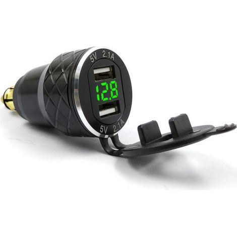 BUNTHAUS Chargeur de téléphone portable usb pour moto, prise européenne pour BMW Ducati, affichage de tension en métal, chargeur de voiture，vert