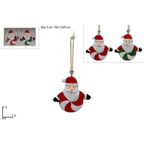 PENDENTE BABBO NATALE COLORE ROSSO CONFEZIONE 2 PEZZI