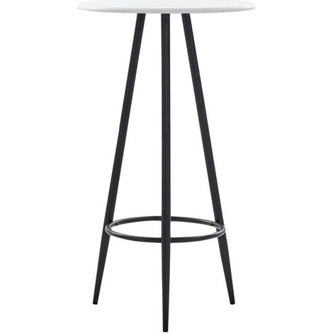 Table de bar ronde bois blanc et pieds métal noir Akira D 60cm (1/3)