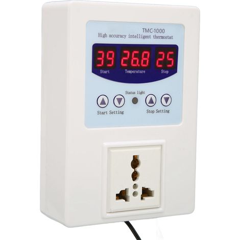 Contrôleur de température numérique à LED, étanche, prêt à l'emploi, thermostat de chauffage et de refroidissement pour aquariums d'élevage, prise UE 110-240 V (1/4)