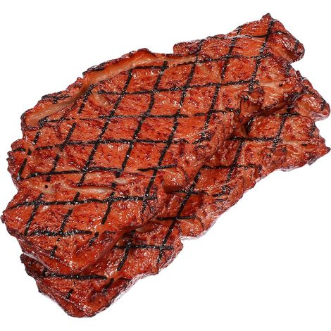 2 Pièces Accessoires de Steak Artificiels en Plastique Marron Réutilisables Modèles de Steak Réalistes pour Jeux de Rôle Chef et Vitrines de Supermarché (1/5)