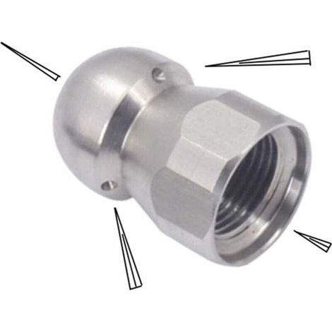 Ugello per la pulizia di scarichi e tubi ad alta pressione, accessorio con rondella in acciaio inossidabile per pulitore di tubi e scarichi, 3/8 pollici (1/4)