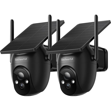 Camera Surveillance WiFi Exterieure Batterie, Caméra Solaire 3MP 350°PTZ, Panneaux Solaires Intégrés, Recharge Basse Luminosité, Vision Nocturne, AI Détection Noir (1/5)