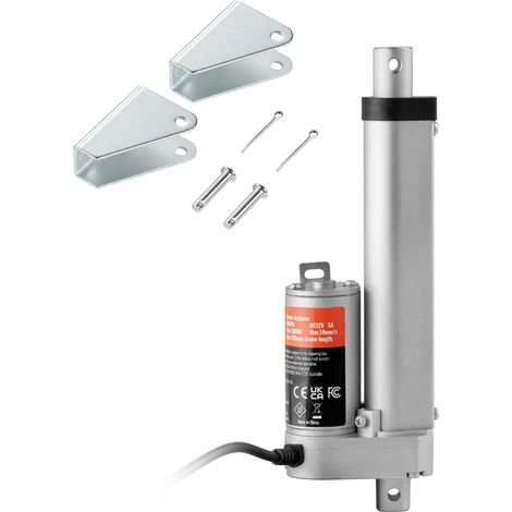 Vérin électrique 12V, course 10,2 cm, charge 1500N (149,7 kg), vitesse 0,5 cm/s, protection IP54. (1/5)