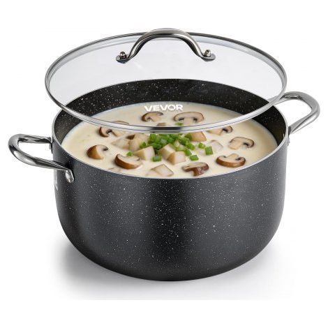 Olla de Aleación de Aluminio Capacidad de 11,4 L, Olla con Revestimiento Cerámico, Tapa de Vidrio, Base de 2 Capas y Asas Soldadas Reforzadas, Fácil de Transportar, Ideal para Sopas, Guisos