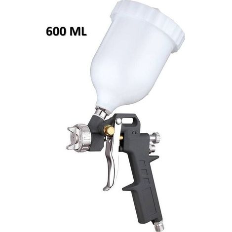 Pistolet à peinture pneumatique avec remplissage de 600 ml, buse de 1,5 mm G, type gravité 200 ml/min, pulvérisateur d'apprêt pour meubles et panneaux de voiture