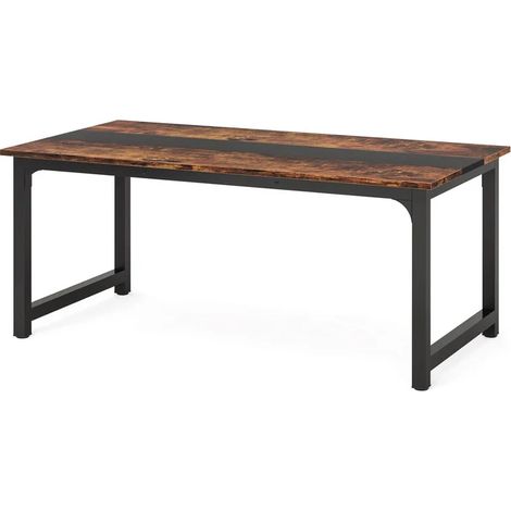 Escritorio multifunción 160 x 80 x 74 cm de metal y madera, negro y marrón rústico, MODENUIT (1/5)