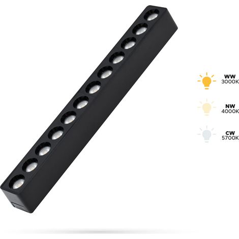 Faretto lineare Grille 12W S12 per binari SLIM TRACK e FiberFLEX, 48VDC, 3CCT, 3000K, 4000K, 5700K (1/5)