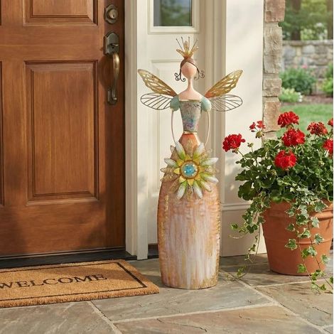 Fairy Tale Garden Metal Statue Magic Angel Decoration Fairy Angel Garden Ornament Christmas (1/5)