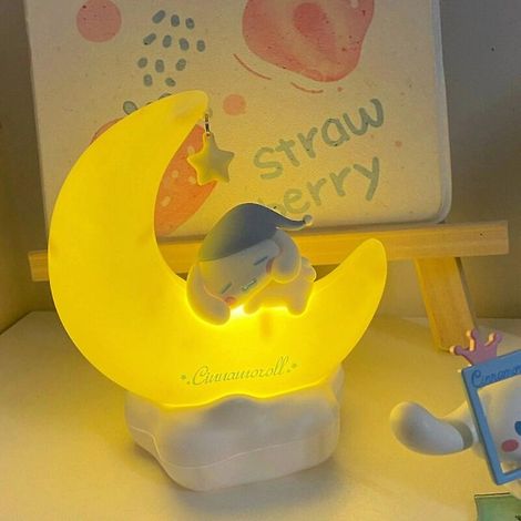 Lampe de chevet LED Sanrio Lune, Kuromi Cinnamonroll, accessoire kawaii, décoration pour chambre à coucher (1/5)