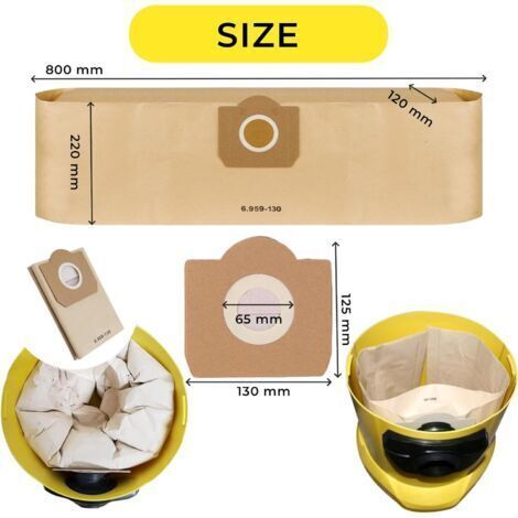 Sacs aspirateur 20 pz per Karcher WD3, filtro in carta, accessori premium per aspirapolvere umido e secco (1/4)