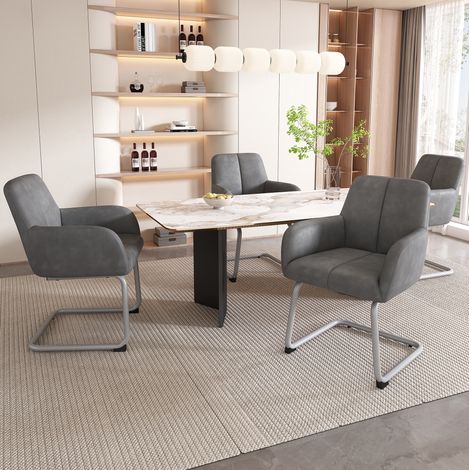 chaise salle a manger lot 4 microfibre gris OKMYHOME (1/5)