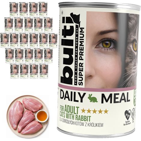 BULTI Repas Quotidien Aliment humide pour chat adulte Lapin 24x400g Complet (1/2)