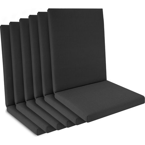 Lot de 6 coussins de chaise basse étanches 100x50x5,5cm Anthracite (1/5)