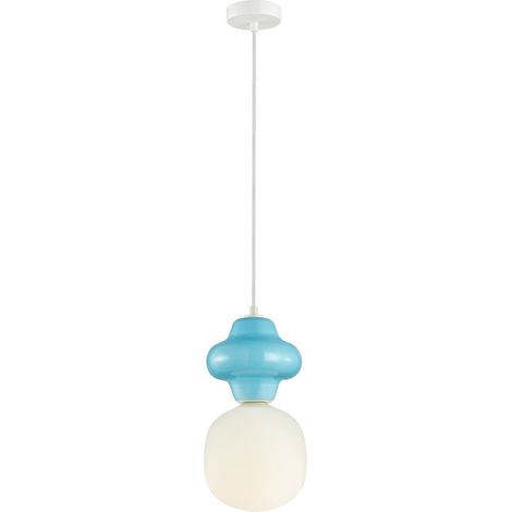 Lampada sospensione Art Déco ceramica blu Ø18 E14 Italux