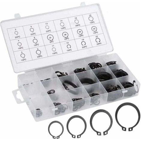 300-teiliges Sicherungsring-Sortiment (2 mm bis 32 mm), Bestzy Edelstahl-Sicherungsring-Set, E-Clip Sicherungsring-Set für Sicherungsringe
