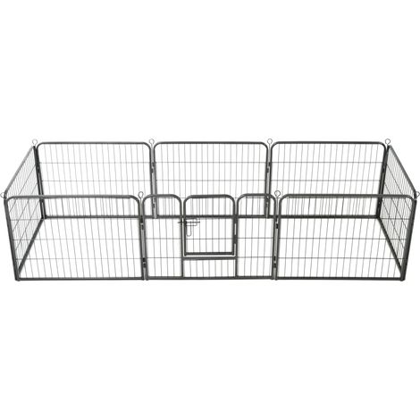 vidaXL Box per Cani con 8 Pannelli in Acciaio 60x80 cm Nero (1/5)