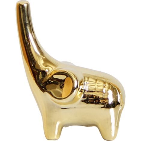 Mini ornement décoratif en céramique en forme d'éléphant, idéal pour le salon et le bureau (argenté), ou mini ornement pour cave à vin. (1/5)