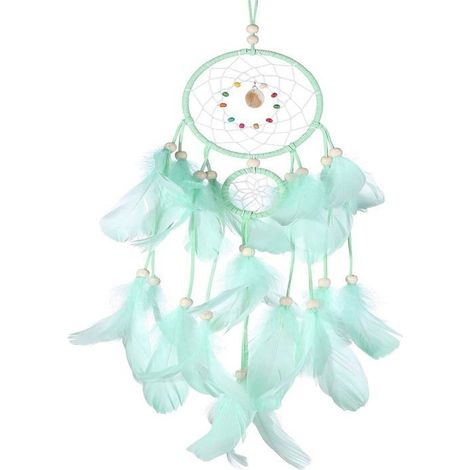 Attrape-rêves en plumes, coquille, attrape-rêves, nouveauté, ornements colorés, perles, voiture, ménage, fait à la main, vert