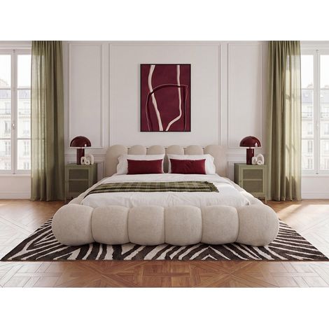 BOBOCHIC - Lit bas BOBBY tissu chiné 160x200 Beige