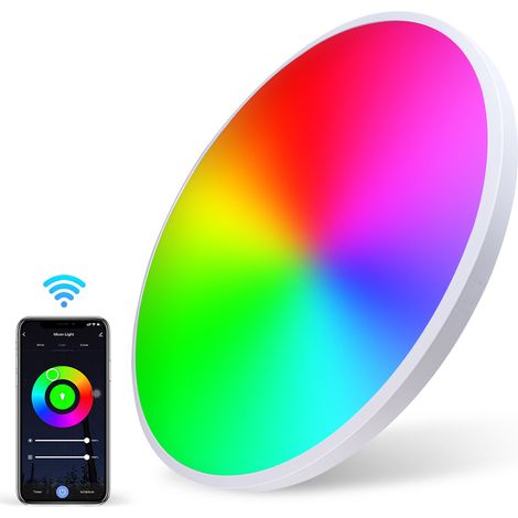 Plafonnier intelligent Bluetooth/Tuya, 16M couleurs, effets dynamiques & musique, 24 W, 84 LED (C220-240 V) (1/5)