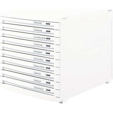 [GEBRAUCHT] B-Ware Han Schubladenbox Dokumentenbox CONTUR 1510-12 10 Fächer Weiß DIN A4 B4 C4 (1/2)