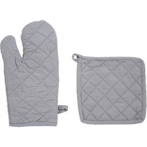 Gant & Manique de Cuisine "Coton" 33cm Gris Clair (1/2)