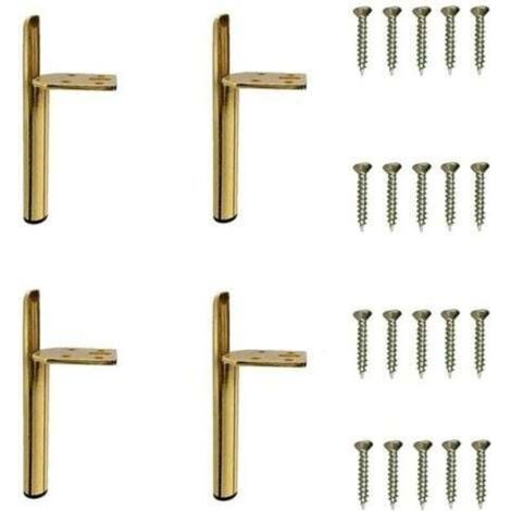 4 Pcs Pieds Doré - 13cm de Meuble Moderne Pieds de Armoire de Rechange Pieds pour Table Lit avec Vis (1/4)