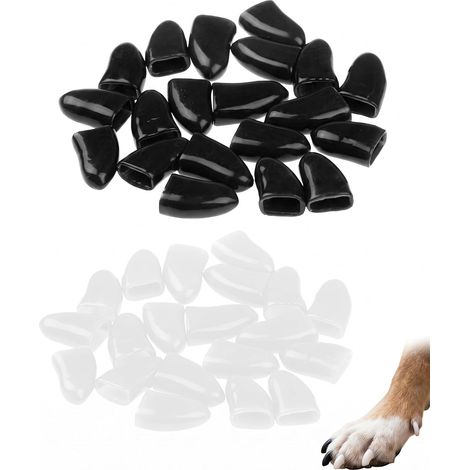 40 Protège-Griffes pour Chien Taille M (Blanc + Noir), Capuchons de Griffes en Silicone Souple pour Chien et Chat, Protection Anti-Griffe Efficace du Canapé et des Meubles (1/5)