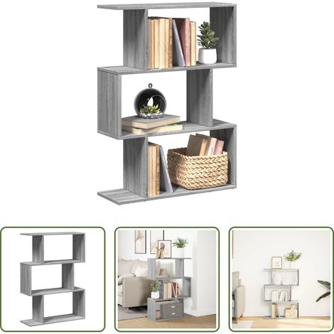 vidaXL Wohnzimmermöbel - Raumteiler-Bücherregal 3 Fächer Grau Sonoma 70x24x97 cm (1/5)