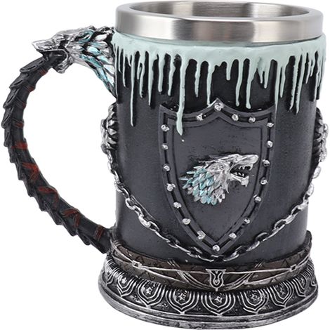 Chope viking antique en résine avec doublure inoxydable, gravure 3D, idéale pour bar, KTV, restaurant (1/5)