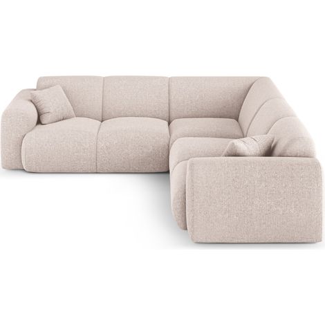 Canapé d'angle symétrique 5 places en chenille beige (1/5)