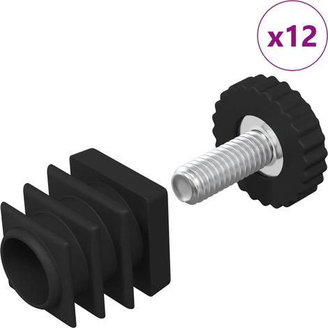 Niveleurs de meubles Réglable 12 pcs Noir M6 PP