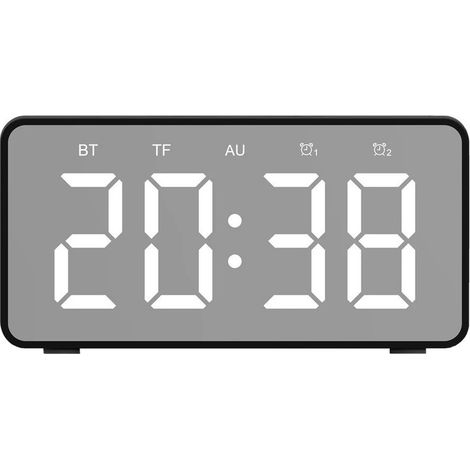 BT508 Noir • Réveil multifonctionnel avec haut-parleur Bluetooth, radio FM, charge sans fil 10 W et affichage LED • Design élégant adapté aux salons et cuisines (1/4)