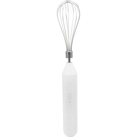 Batteur à œufs électrique portable, rechargeable par USB, mousseur à lait sans fil avec fouet en acier inoxydable, blanc