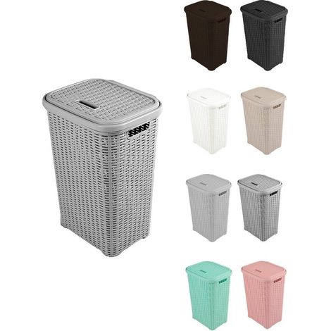 Cesto para la Colada 38L de Plástico con Asas - Cubo Ropa Sucia con Tapa 49 x 39 x 30 cm