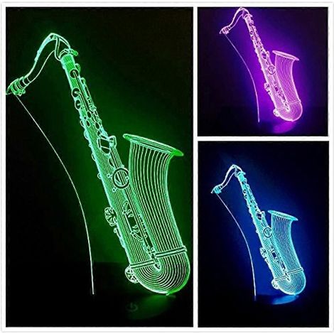 3D-Saxophon-Nachtlicht – Musikalische Note – LED-Tischlampe mit 7 wechselnden Farben – Flacher Acryl-ABS-Sockel – USB-Ladegerät – Dekoration – Spielzeug – Geburtstagsgeschenk – Kindergeschenk (1/5)
