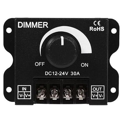 Dimming Switch, Switch with Black Aluminum Housing, Dimmer 30A, Switching Controller for LED Strip (DC1224V)