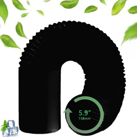 Tuyau de climatisation 150 mm - Tuyau d'échappement de climatisation mobile - Tuyau d'échappement Tuyau de climatisation - Tuyau d'échappement - Dimensions extérieures Ø150mm - Longueur 2 m - Noir (1/5)