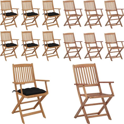 Klappbare Gartenstühle 6 Stk. mit Kissen Massivholz Akazie - Gartensaßsessel - Klappstuhl - Holztisch - Gartenmöbeln - Outdoor Möbel - Home & Living (1/5)