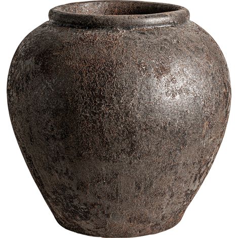 Vase vintage en céramique texturée - brun moucheté (1/2)